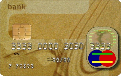  신용 카드 나 ATM 카드 의 실제 크기 이미지.