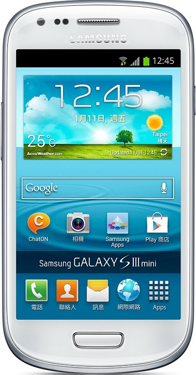 實際尺寸圖像 Samsung Galaxy s3 mini 。