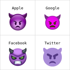 Boynuzlu kızgın yüz emoji