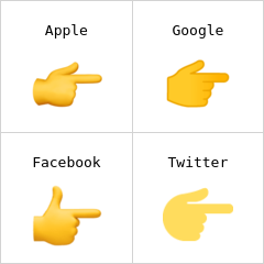 Dorso da mão com dedo indicador apontando para a direita emoji