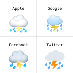 Wolke mit Blitz und Regen Emoji