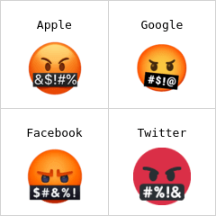 Ağzında semboller olan yüz emoji