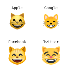 Gülen gözlerle sırıtan kedi emoji