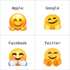 Blij gezicht met handen uitgestoken voor een knuffel emoji