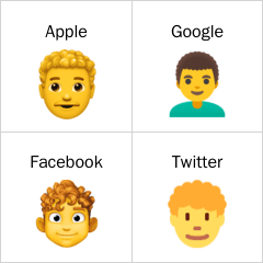 Man, curly haired इमोजी