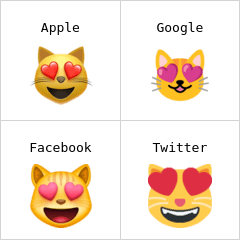 Lachende Katze mit Herzen als Augen Emoji