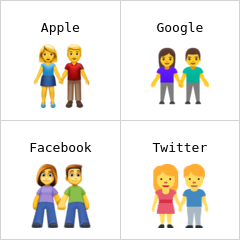 El ele tutuşan erkek ve kadın emoji