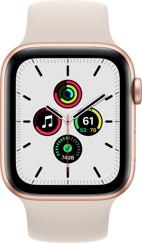 實際尺寸圖像 Apple Watch SE (44mm) 。