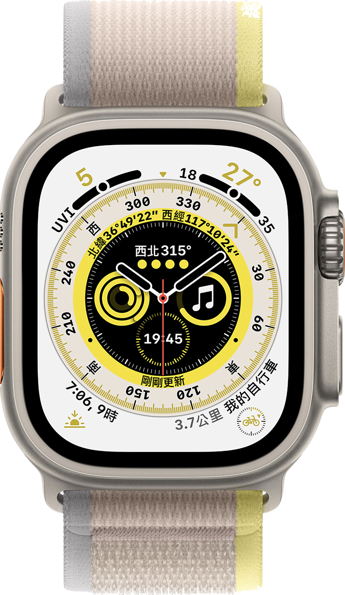 Faktisk størrelse bilde av  Apple Watch Ultra .
