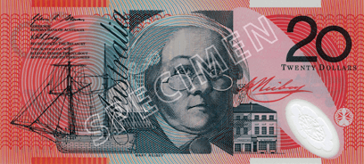 Actual size image of  Banknote of the Australian .