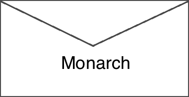  Monarch Envelope  के वास्तविक आकार छवि.