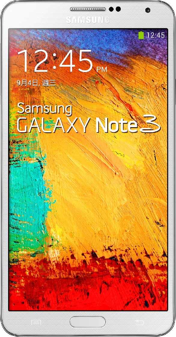 תמונה בגודל אמיתית של  Samsung Galaxy Note 3 .