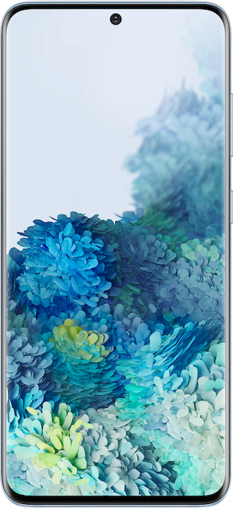 الصورة بالحجم الفعلي لل Samsung Galaxy S20 .