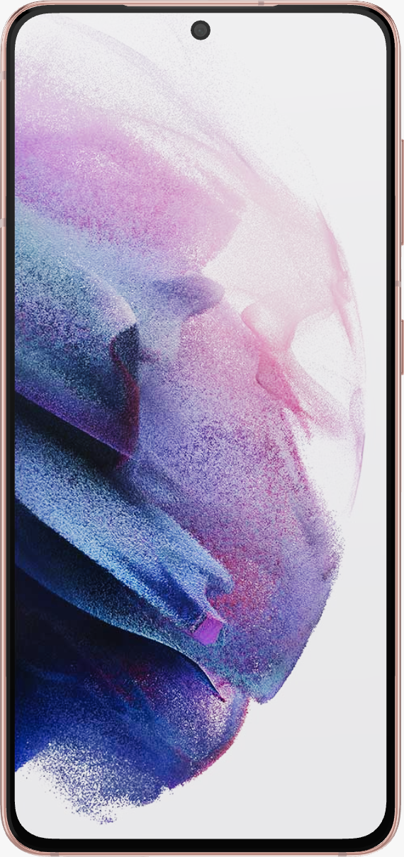 תמונה בגודל אמיתית של  Samsung Galaxy S21 5G .