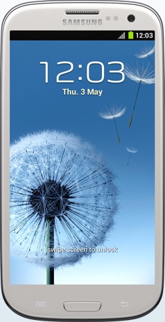 এর প্রকৃত আকার ইমেজ  Samsung Galaxy s3 (s iii) .