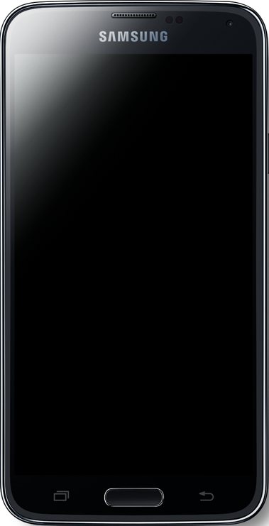 תמונה בגודל אמיתית של  Samsung Galaxy S5 .