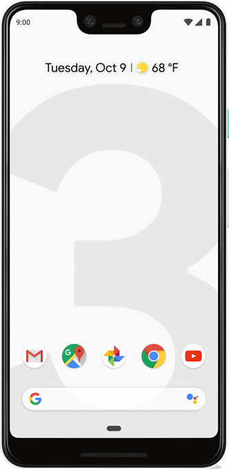 এর প্রকৃত আকার ইমেজ  Google Pixel 3 XL .