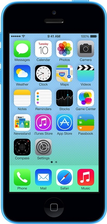 תמונה בגודל אמיתית של  iPhone 5c .