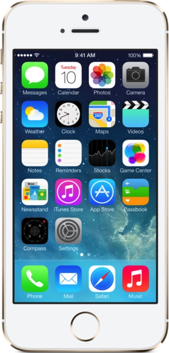 תמונה בגודל אמיתית של  iPhone 5s .