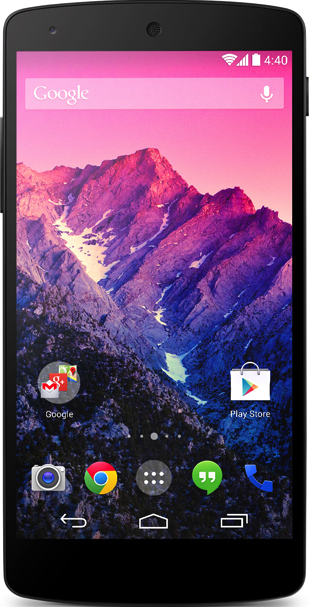 תמונה בגודל אמיתית של  Nexus 5 .