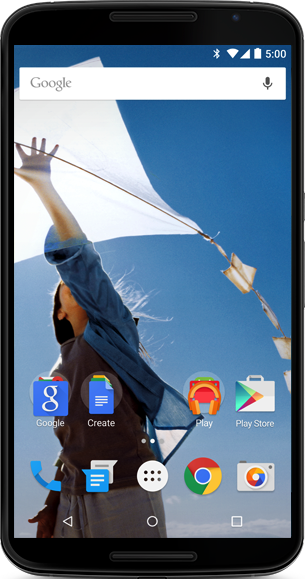 תמונה בגודל אמיתית של  Nexus 6 .