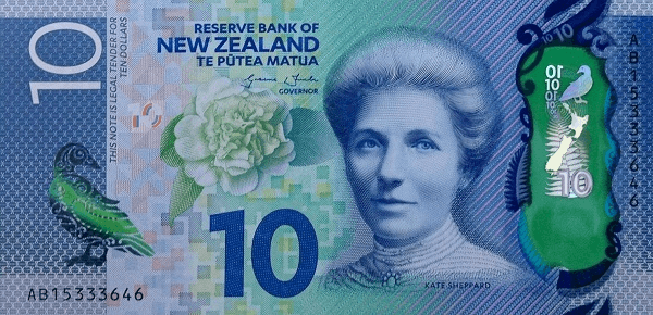 Imagem em tamanho real de  Nota de banco de Nova Zelândia .