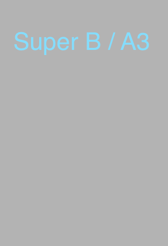 תמונה בגודל אמיתית של  Super B / Super A3 Paper .