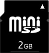 實際尺寸圖像 Mini SD 卡 。