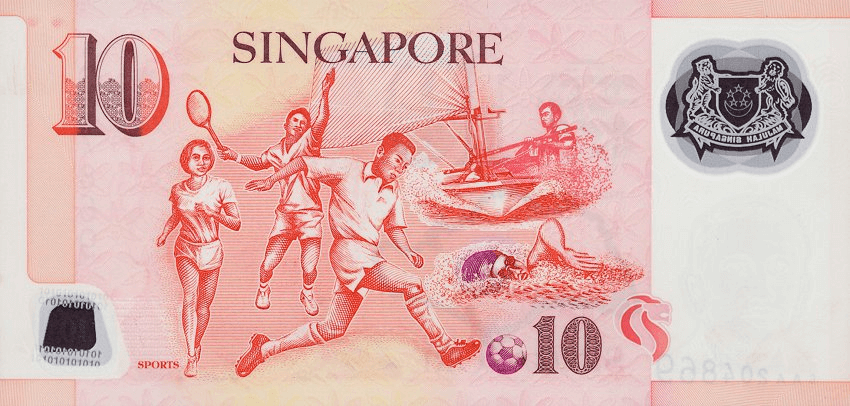 實際尺寸圖像 新加坡元 。