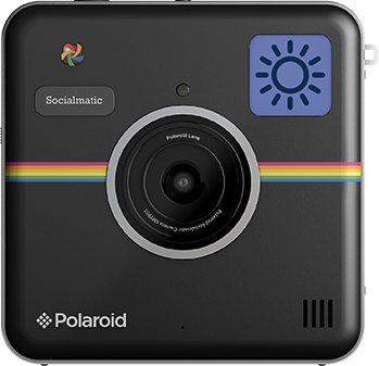 תמונה בגודל אמיתית של  Polaroid Socialmatic Camera .