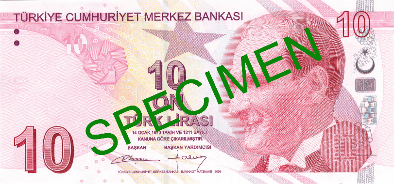 Actual size image of  Turkish lira .