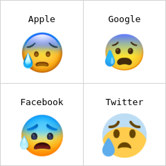 Oroligt svettigt ansikte emoji
