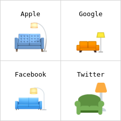 καναπές και φωτιστικό emoji