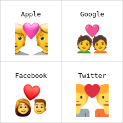 Pasangan dengan simbol hati Emoji