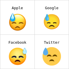 Neerslachtig gezicht met zweetdruppel emoji