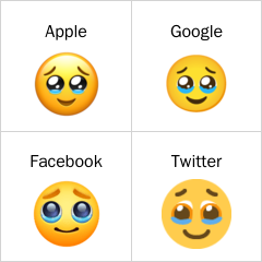 Kyyneliä pidättelevä naama emojit