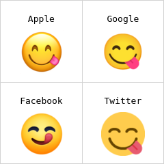 Lachend gezicht dat lippen likt emoji