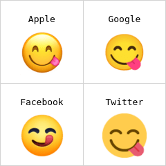 Muka menikmati makanan lazat Emoji