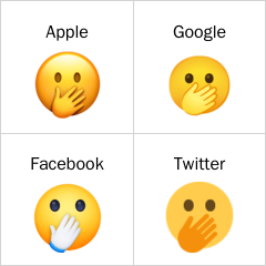 Gesicht mit offenen Augen und Hand über dem Mund Emoji