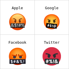 Rosto com símbolos na boca emoji