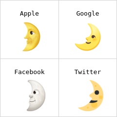 Luna en cuarto creciente con cara Emojis