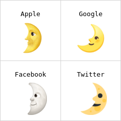 Premier quartier de lune avec visage emojis