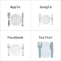 Fourchette et couteau avec assiette emojis