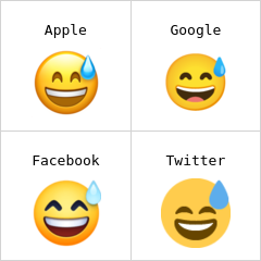 Nakangising mukha na may pawis emoji