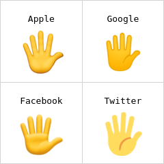 Opgeheven hand met uitgestoken vingers emoji