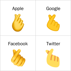 Hand med tummen och pekfingret korsade emoji
