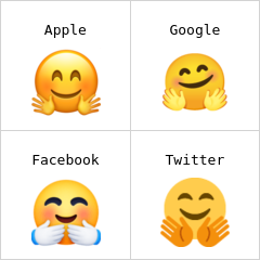 Blij gezicht met handen uitgestoken voor een knuffel emoji