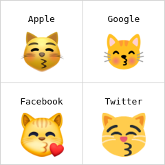 Wajah kucing memberikan ciuman dengan mata tertutup emoji