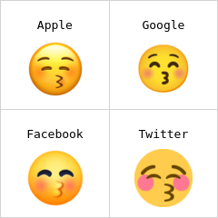 Kapalı gözlerle öpen yüz emoji