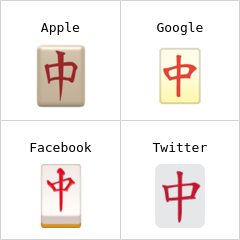 Mahjongbrikke med rød drage emoji